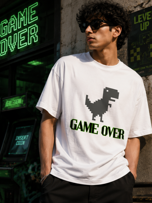Game Over Dinosaur Oversized T-Shirt