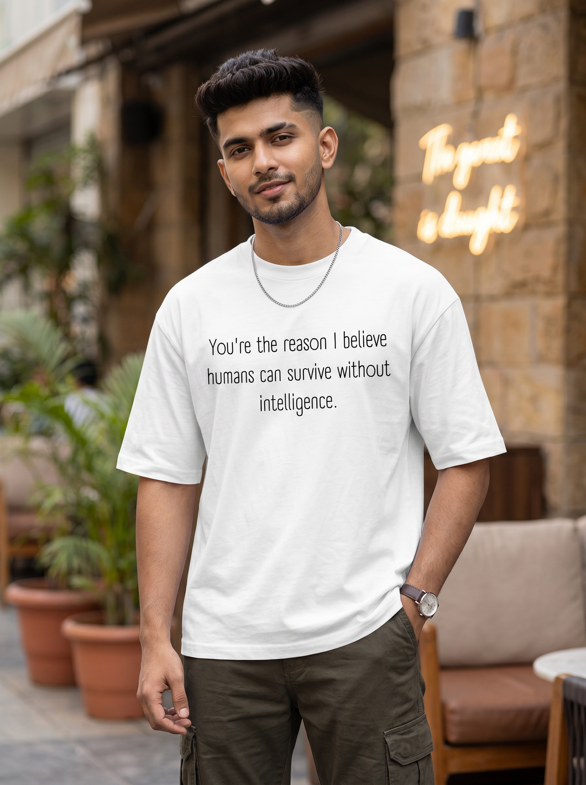 Humans Survive Without Intelligence Oversized T-Shirt
